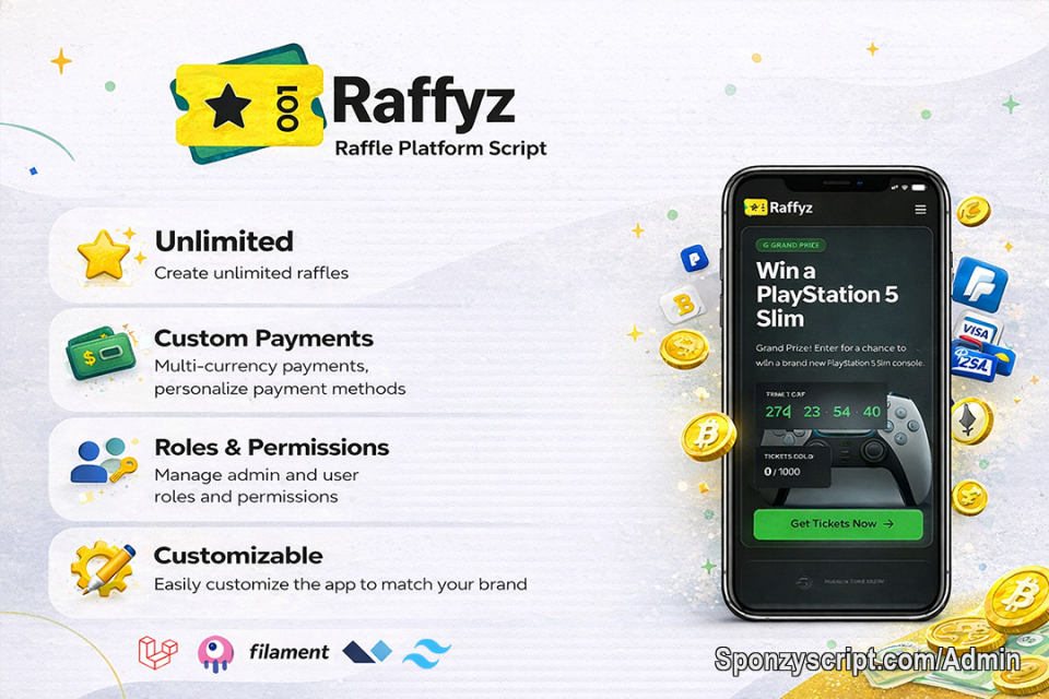 🚀 We are excited to introduce Raffyz - Raffle Platform Script. Create your own custom raffle platform in minutes

https://miguelvasquez.net/product/21/raffyz-raffle-platform-script?utm_campaign=sp